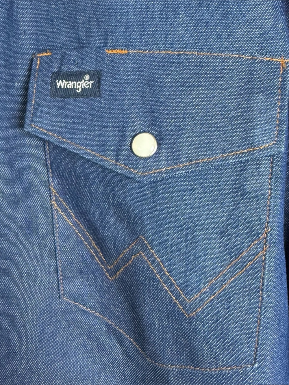 Wrangler Men’s Denim Western Pearl Snap Shirt Cowboy Core Ranchwear Sz XL Tall - Picture 3 of 11